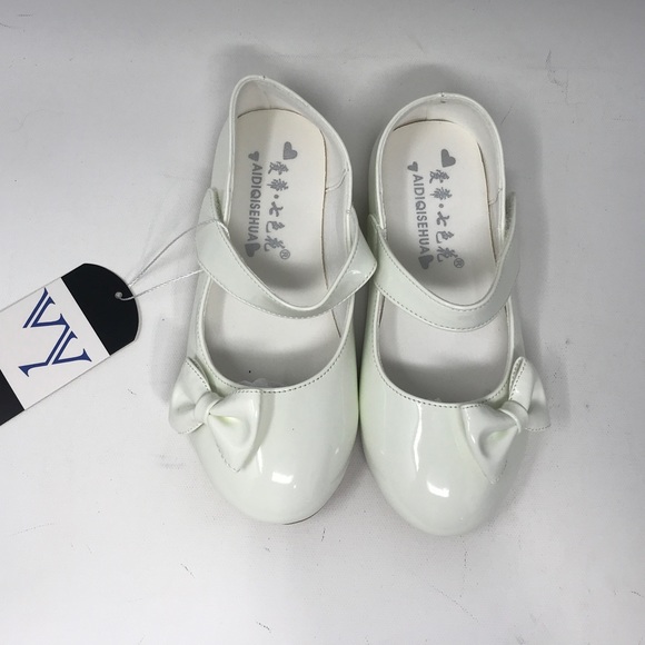 WUIWUIYU Casual Mary Janes Ballet Flats, Girl's Size 13(B)30 - White - Picture 3 of 10